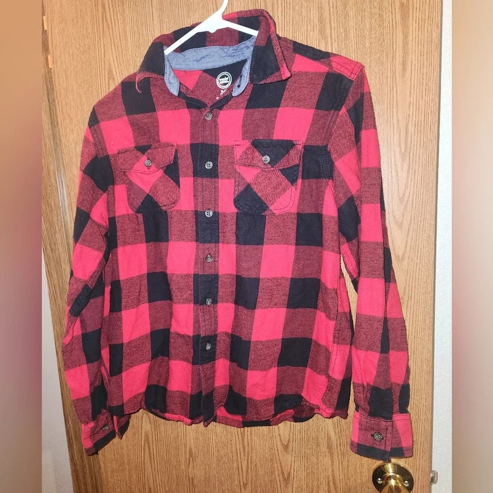 💓3/$15 Wonder Nation Boy's Plaid Long Sleeve Button Down Flannel